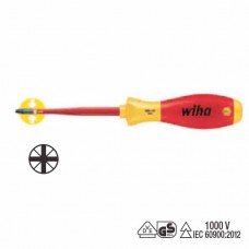 Wiha SoftFinish® Electric SlimFix Pozidriv Screwdriver - Individually Tested Protective Insulation 1,000 V AC, VDE and GS Tested - PZ 1 - 35395